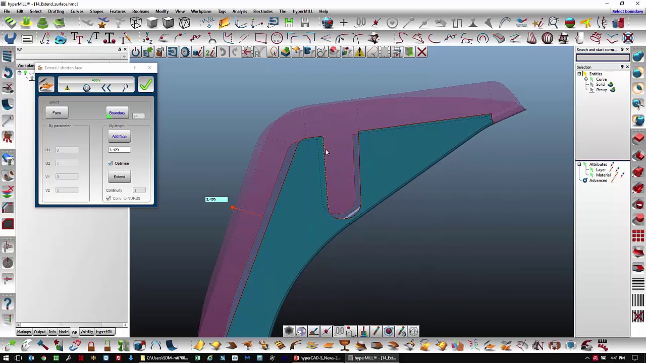 hyperCAD-S 2017.2 - Surface Extend with Filling Function