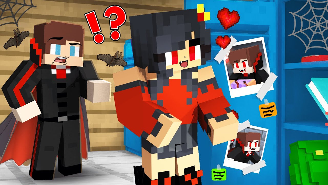 JJ VAMPIRE caught APHMAU VAMPIRE at SCHOOL? - Maizen Minecraft Animation