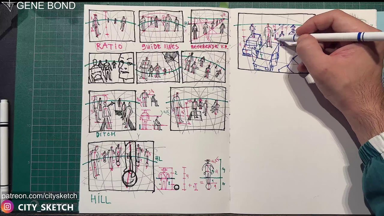 How to draw proportions in perspective properly. Move objects in perspective