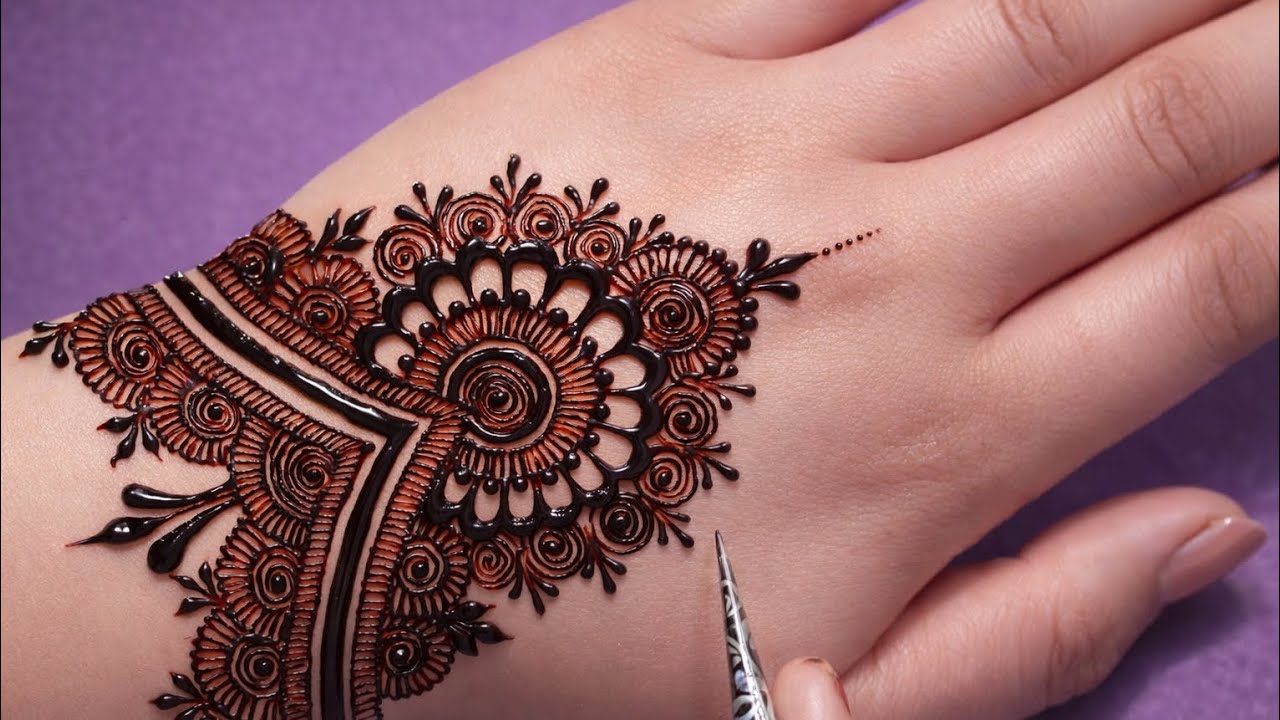 Easy mehndi design |Simple mehndi designfront hand | Lotus mehndi design| Mehandidesign front hand