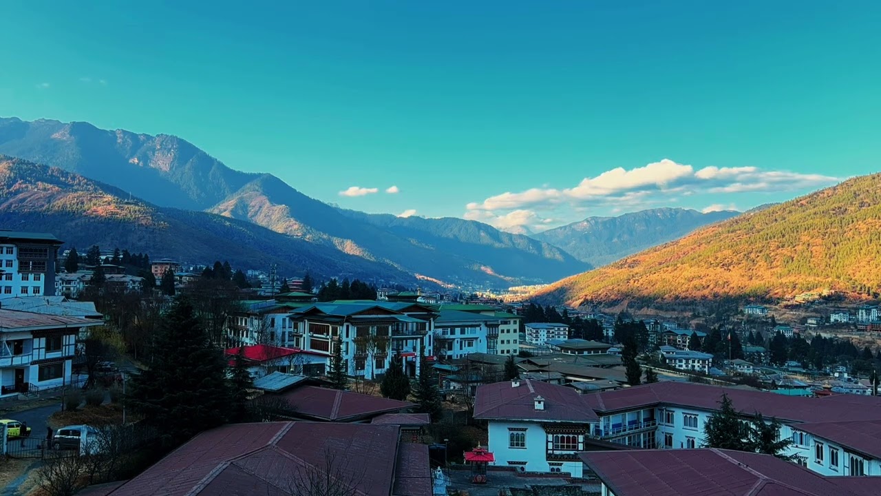 Timelapse - Sunrise, Sunset and Dusk over Thimphu, Bhutan from my Place.