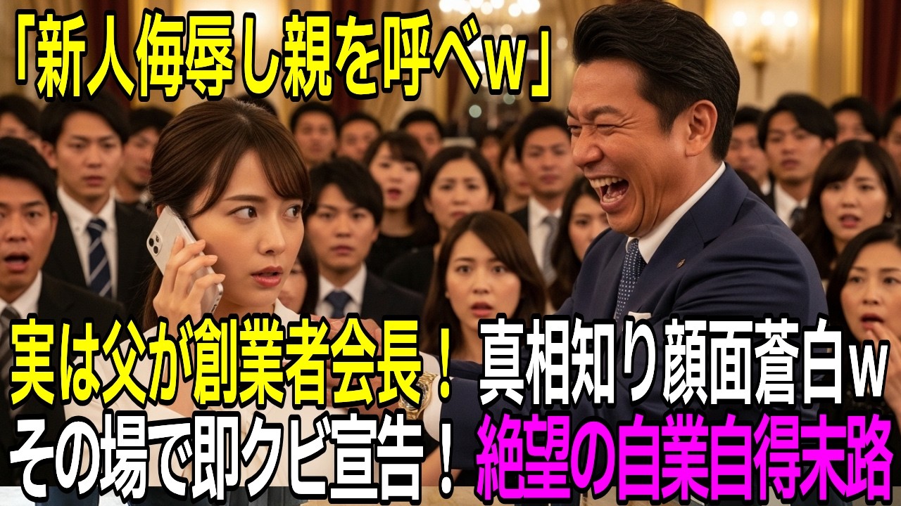 【スカッとする話】「親呼べよｗ」新人を見下す部長→歓迎会に現れた父の正体が『会長』だと判明し部長は絶望ｗ【朗読】
