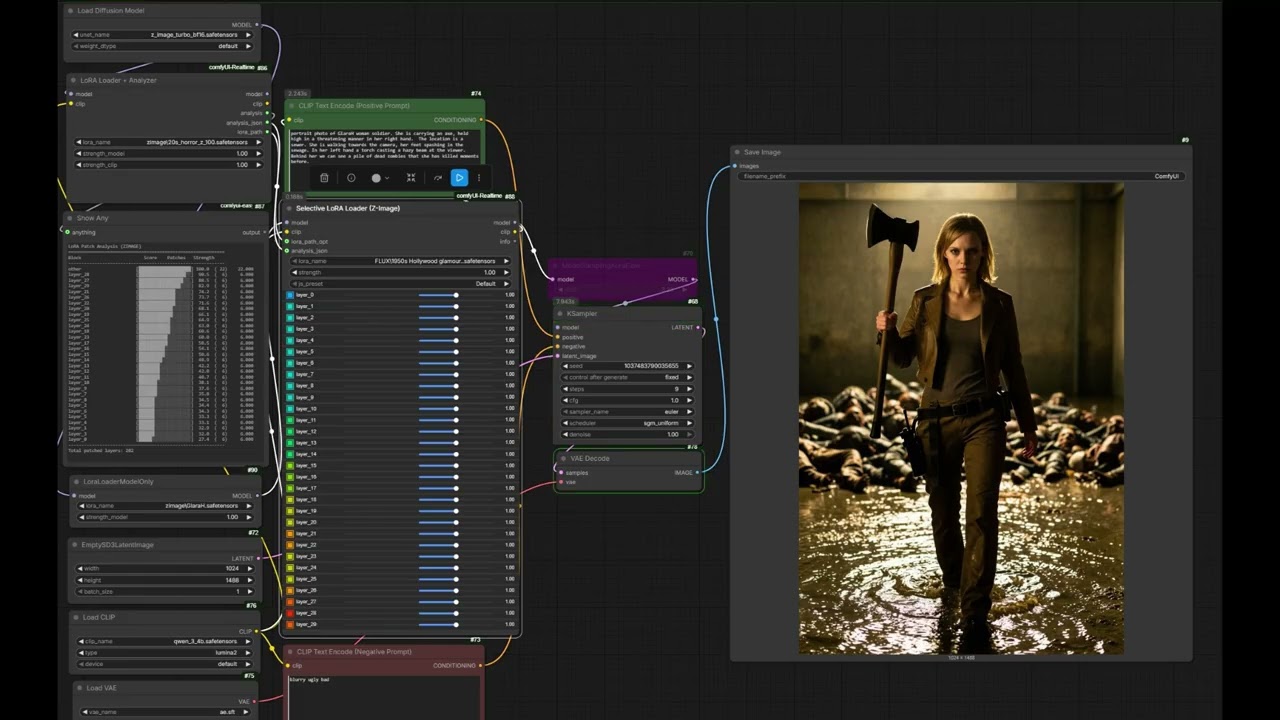 Realtime LoRA Analysis and Block editing in-generation in ComfyUI. Z-Image, Flux, Wan 2.2, Qwen