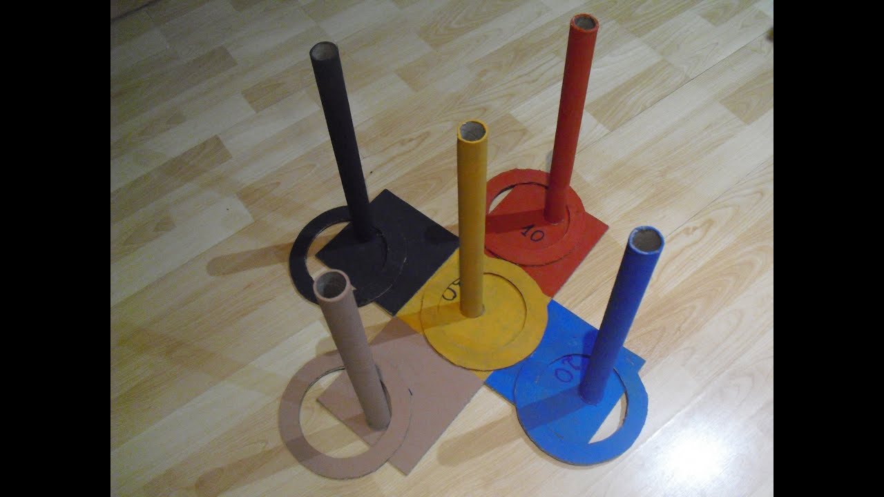Como hacer un juego de aros reciclando unos tubos de cartón.##Superfácil##