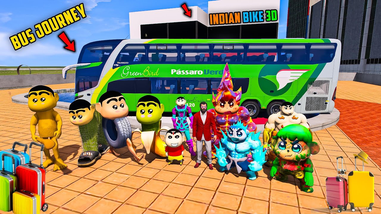 Shinchan🤣Brainrot & Elemental BUS🚌Journey In INDIAN BIKE DRIVING 3d😱In GTA5 Full Fun#gta5 #bommalu