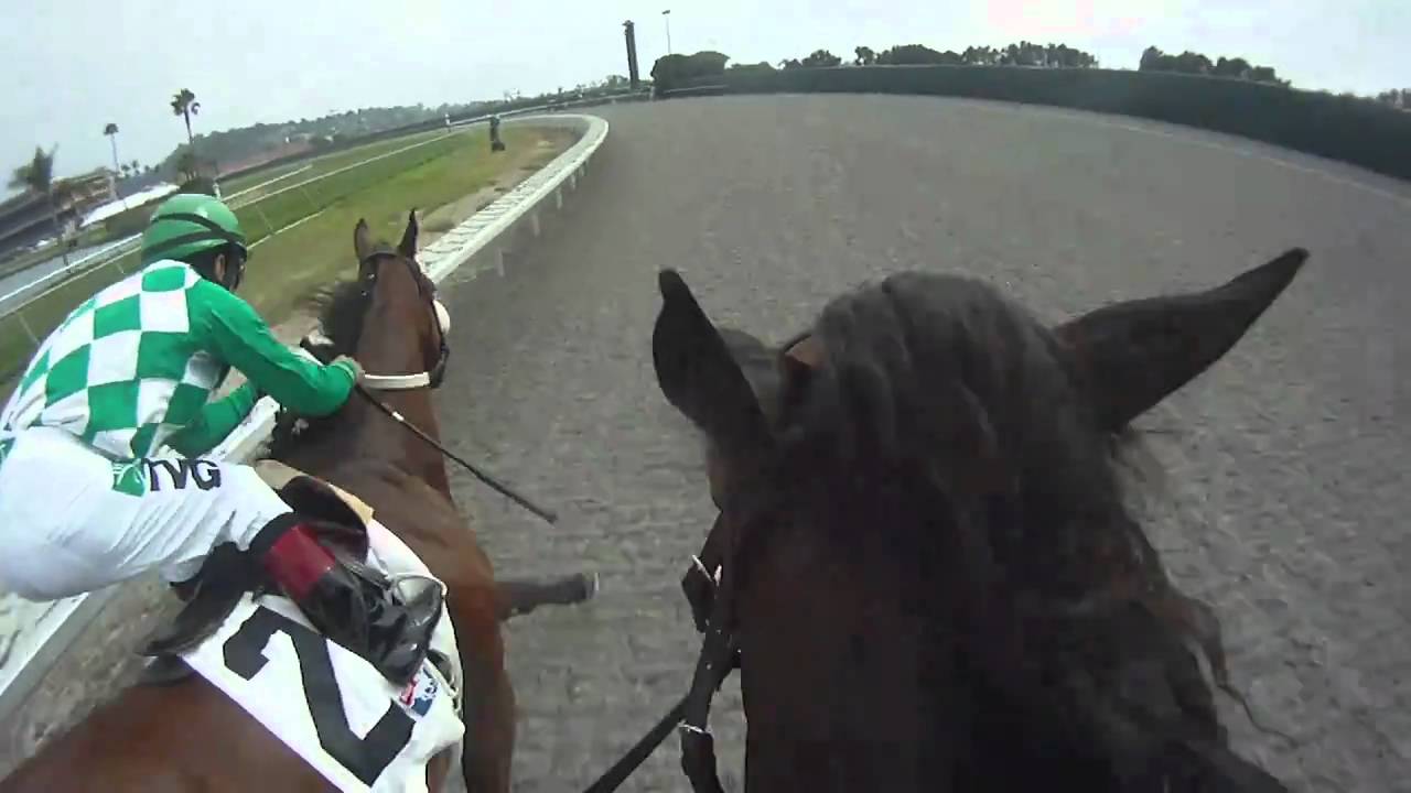 Jockey Helmet Camera Del Mar Racetrack - Race