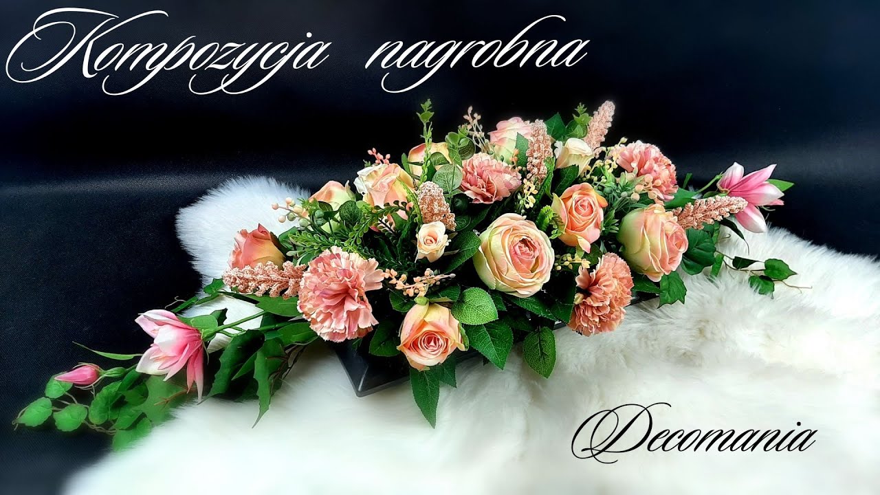 Stroik na grób w kolorach różu i brzoskwini// DIY// jak zrobić// funeralarrangement