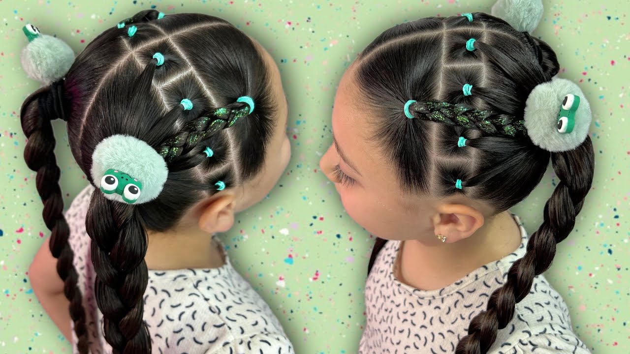Idea de peinado para niñas 👧🏻 Fácil y rápido 💚✨ peinado para la Escuela