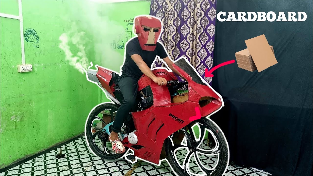Cardboard Ducati Panigale V4 | Homemade Cardboard Ducati Bike paint