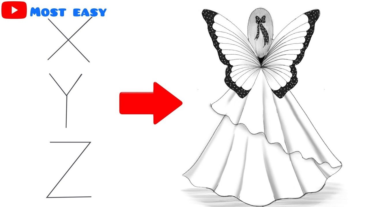 How to draw a girl backside | girl with butterfly wings drawing | girl pencil sketch for beginners