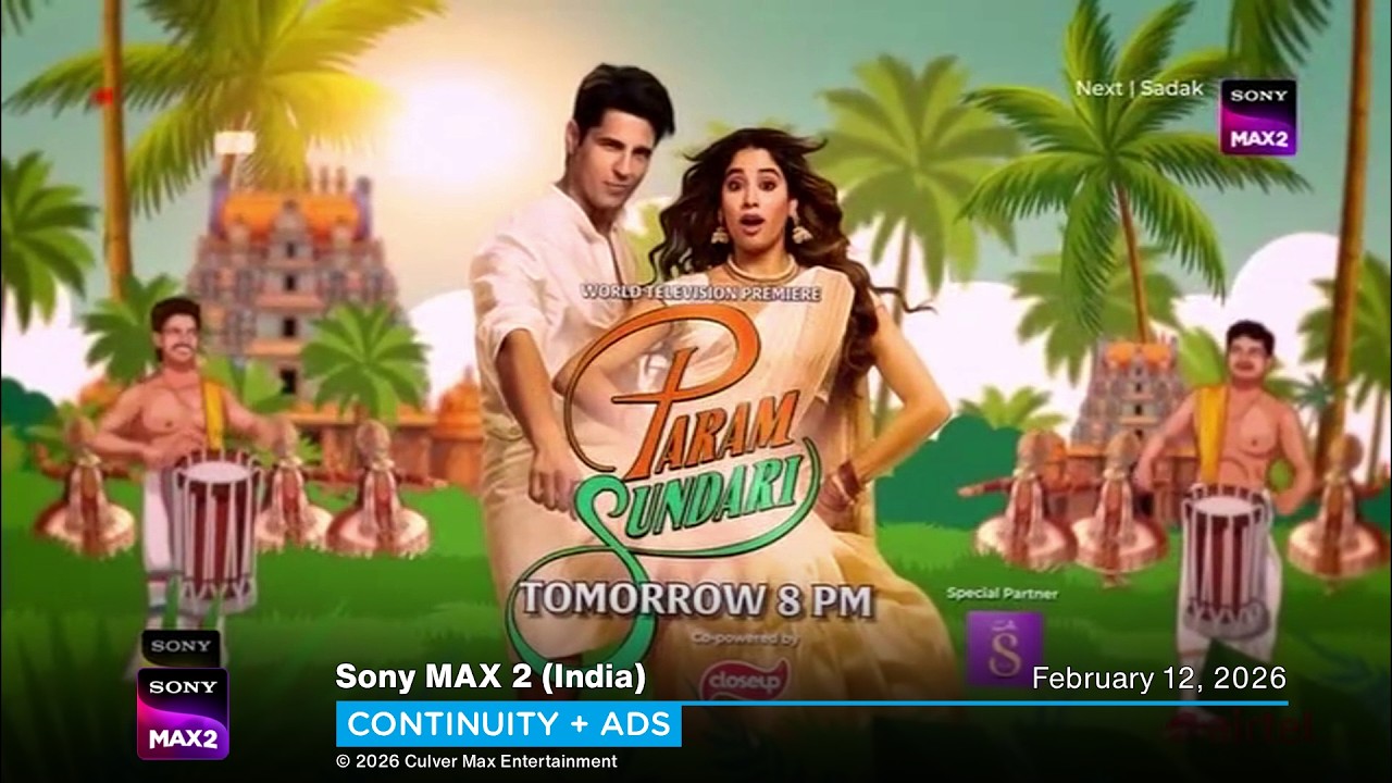 Sony MAX 2 (India) continuity + ads | February 12, 2026