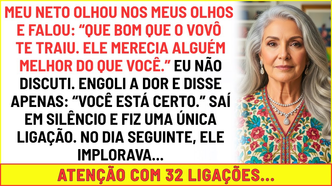 Meu neto comemorou: “Que bom que o vovô te traiu. Ele encontrou alguém melhor!” Minha resposta foi..