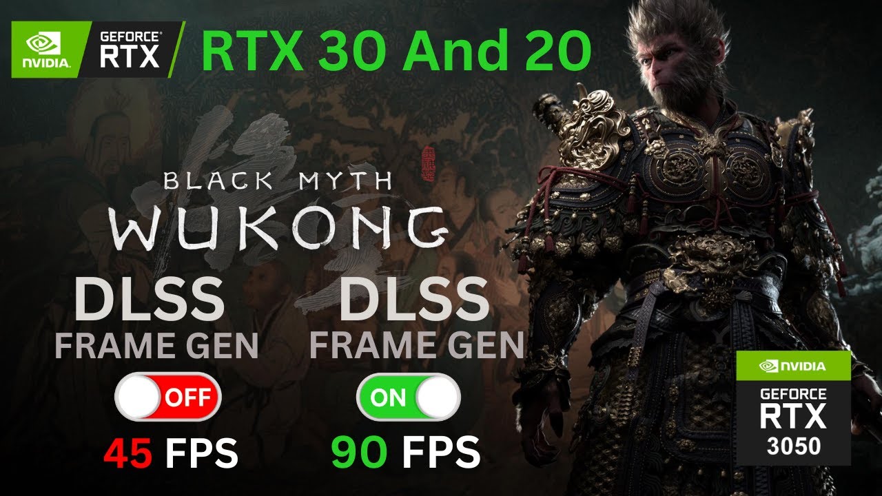 RTX 30 & 20 Series black myth wukong Dlss frame gen ON / rtx 3050 black myth wukong dlss frame gen