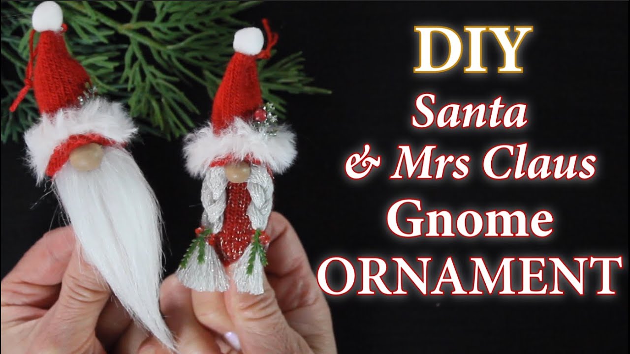 DIY Gnome Ornament | Santa & Mrs Claus Mini Gnomes | How To Make a No Sew Tiny Gnome | Glove Gnome