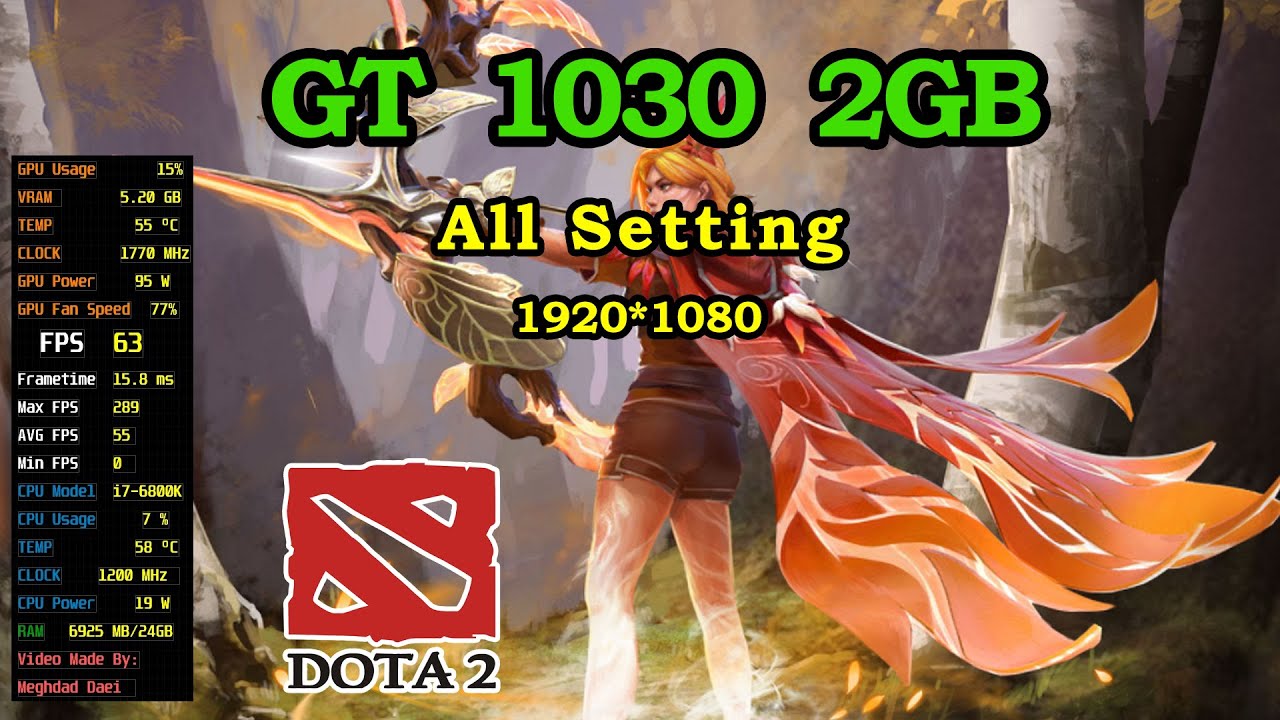 Dota 2 GT 1030 2GB All Setting Fps & Game play & Benchmark