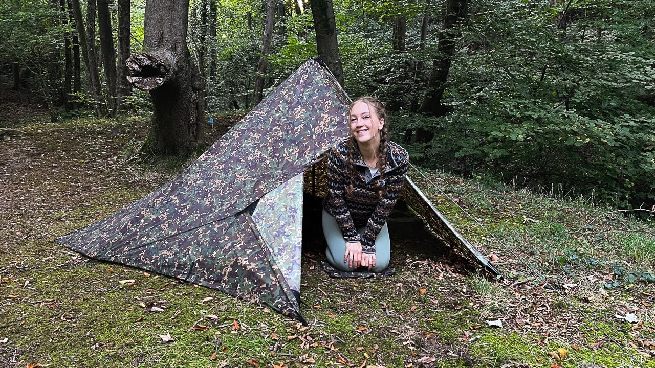 Solo Wild Camping in the UK | Woodland Tarp Shelter & Camp Cooking