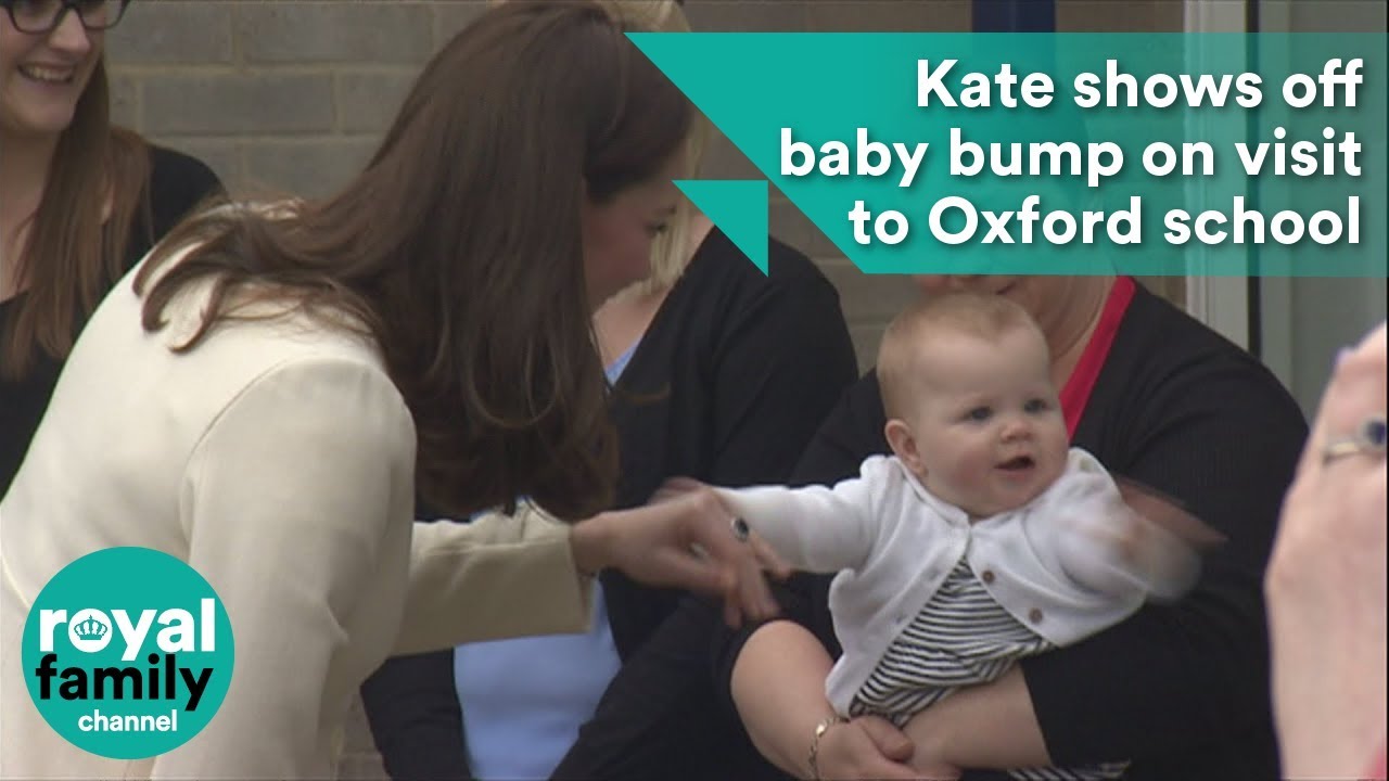 Kate shows off baby bump on visit to Oxford school