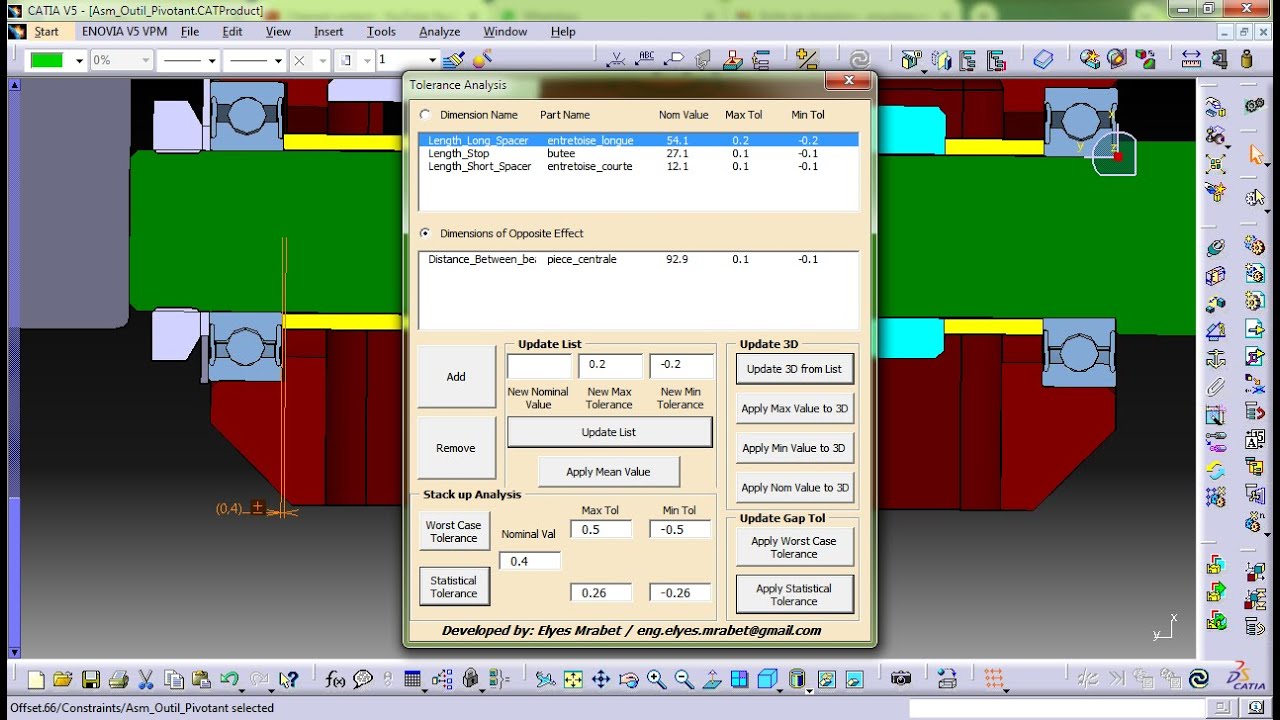 Macro for Tolerance Analysis in CATIA V5