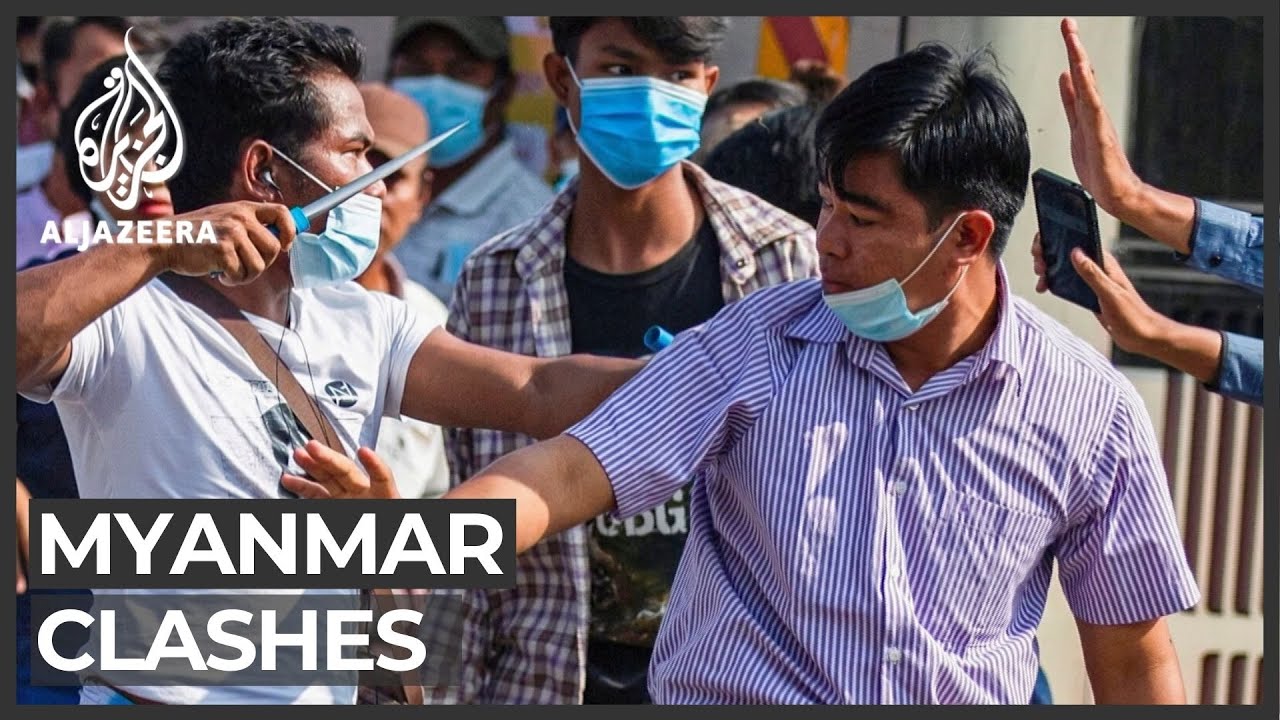Clashes in Yangon as Facebook bans all Myanmar military accounts