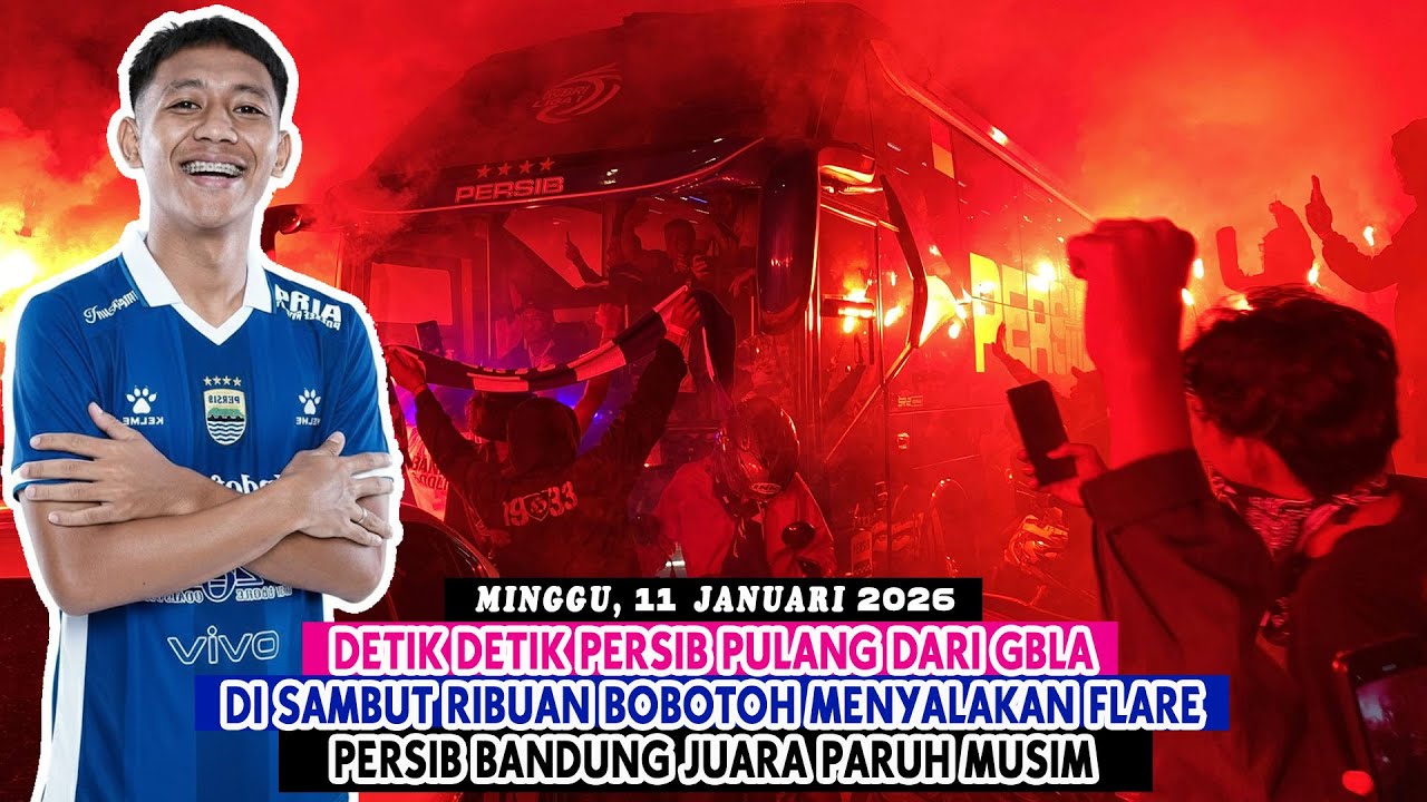 DETIK DETIK PERSIB PULANG DARI GBLA DISAMBUT RIBUAN BOBOTOH || PERSIB BANDUNG JUARA PARUH MUSIM