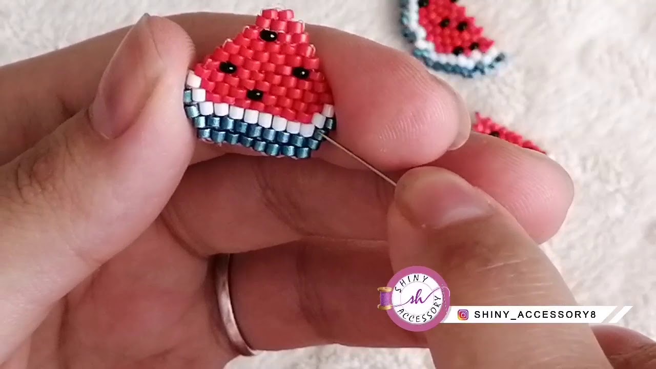آموزش منجوقبافت هندوانه ( پیکسل بافی ) (پیکسل های منجوق بافت)