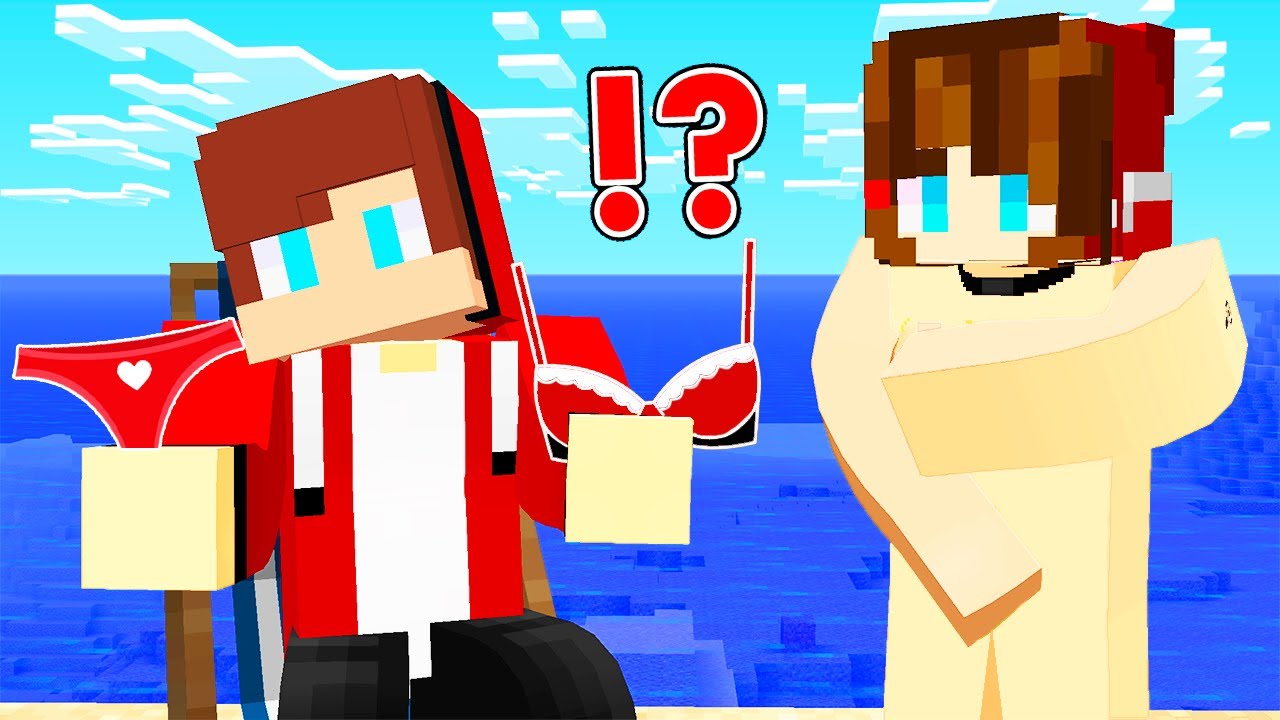 JJ Stole CLOTHES JJ Sister on the BEACH?! Can it be a Love Story?! - Minecraft Maizen JJ & Mikey
