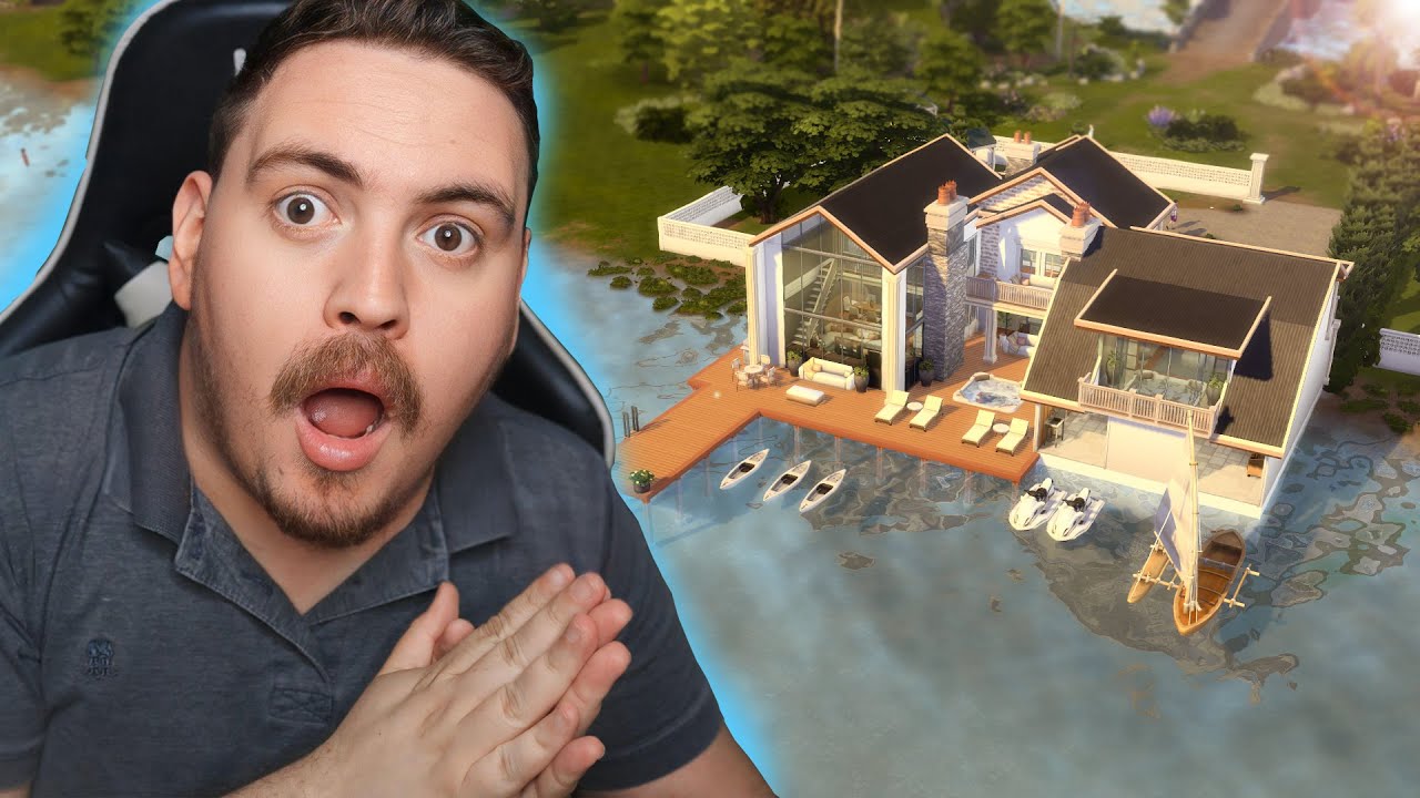 CONSTRUI UMA MANSÃO NO LAGO COM GARAGEM PARA BARCOS! │ The Sims 4 │ SLOW BUILD
