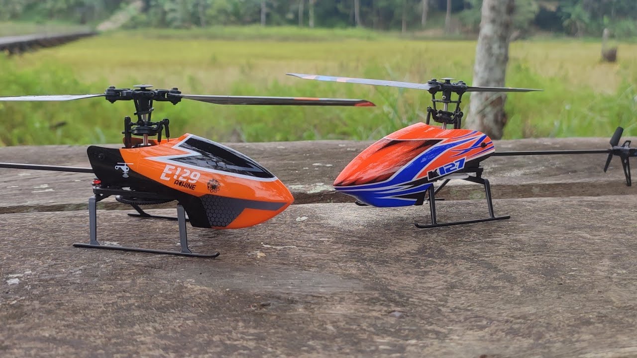 Xk K127 Eagle VS Eachine E129 RC Helicopter Flybarless Altitude Hold