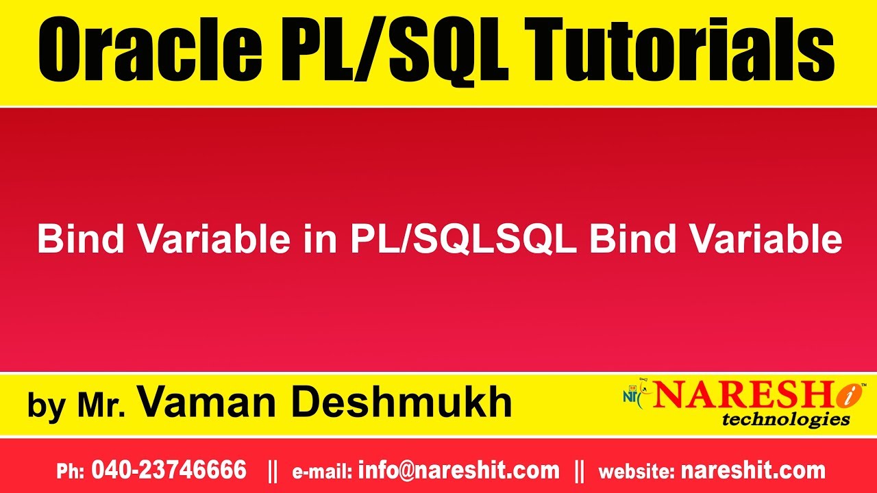 Oracle PL/SQL Tutorials | Bind Variable in PL/SQLSQL Bind Variable | Mr.Vaman Deshmukh
