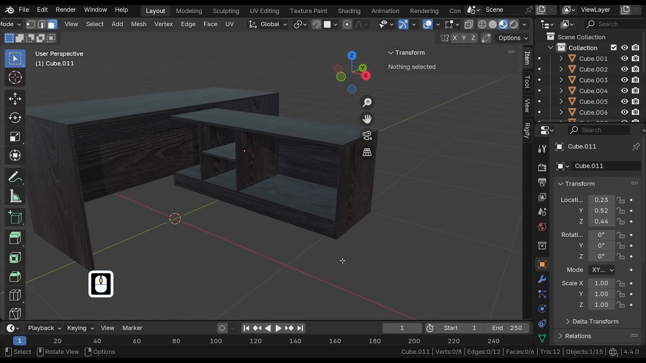 Blender. Моделювання шкільного кабінету #15. Моделювання вчительського стола #2