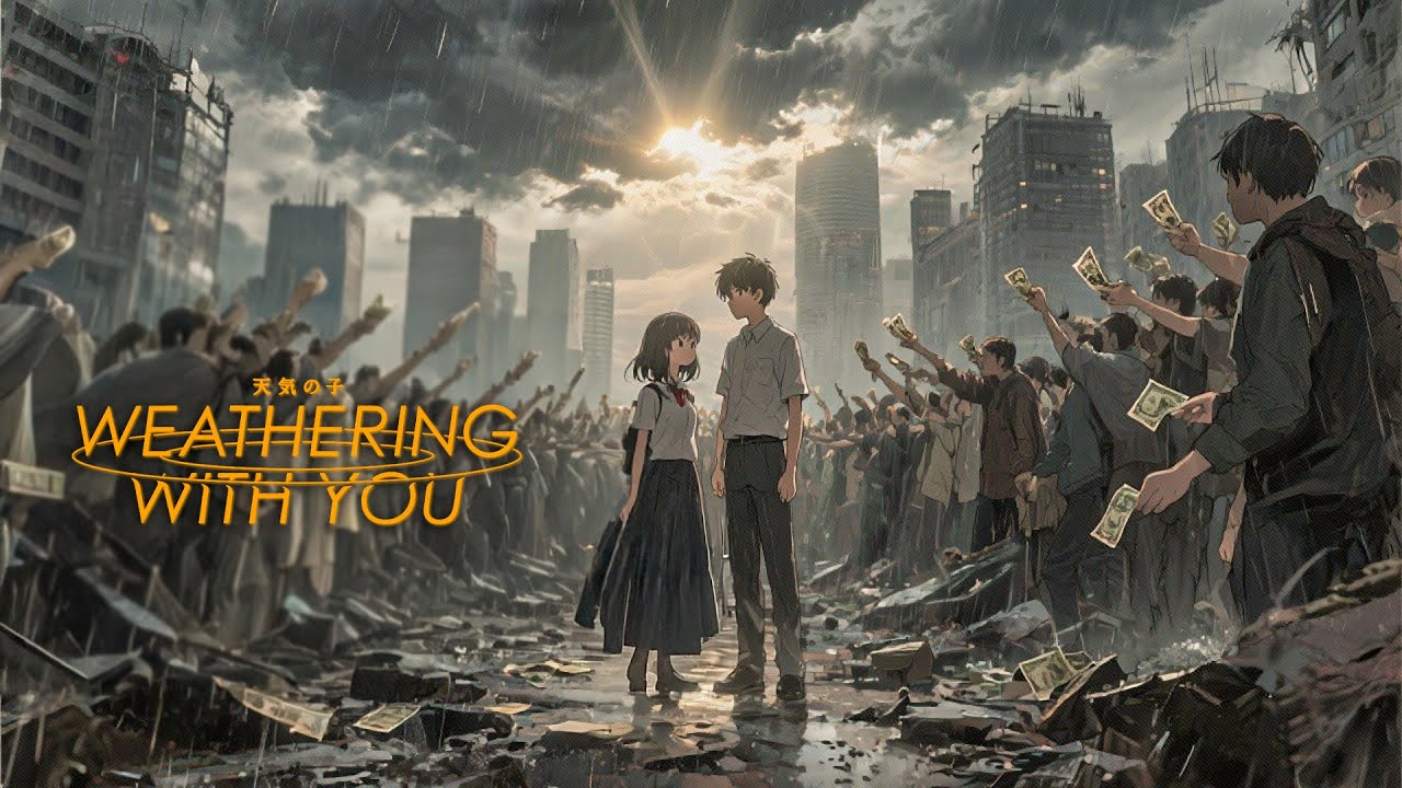 ولد وبنت بيبيعوا للناس الطقس في بلد كلها مطر | ملخص فيلم Weathering With You