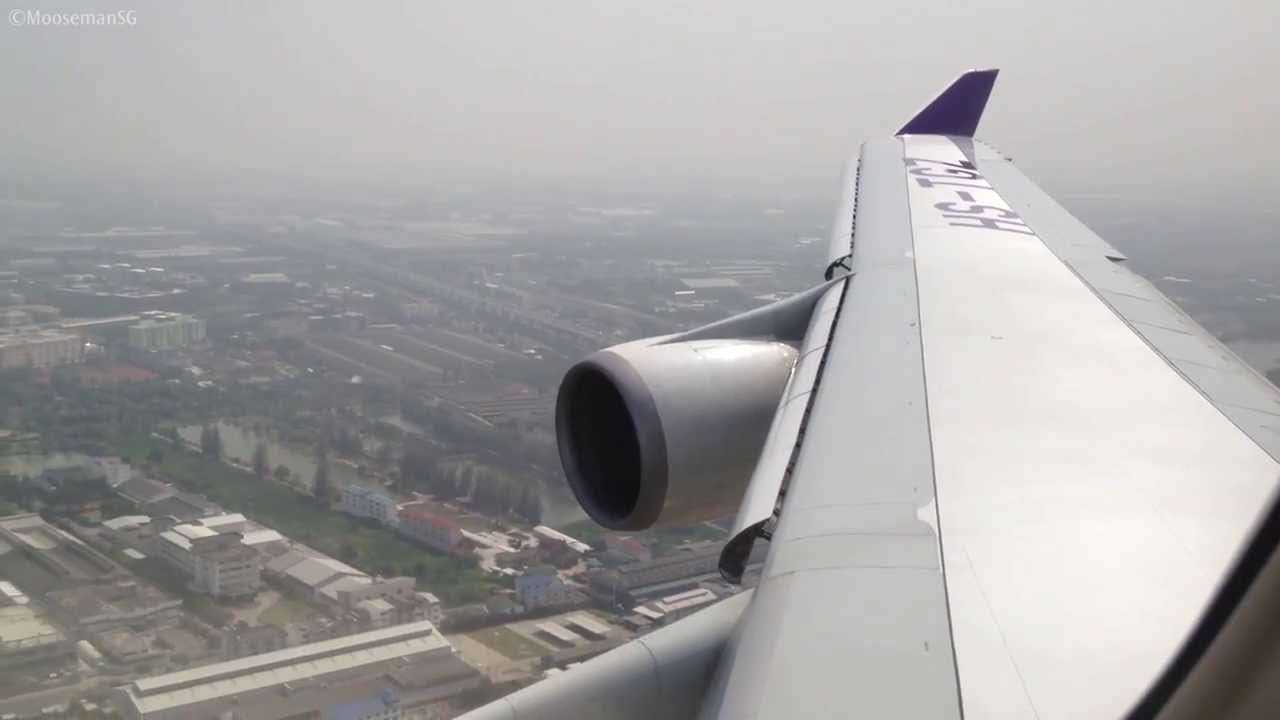 ✈ Thai Airways B747 Landing in Bangkok ท่าอากาศยานสุวรรณภูมิ