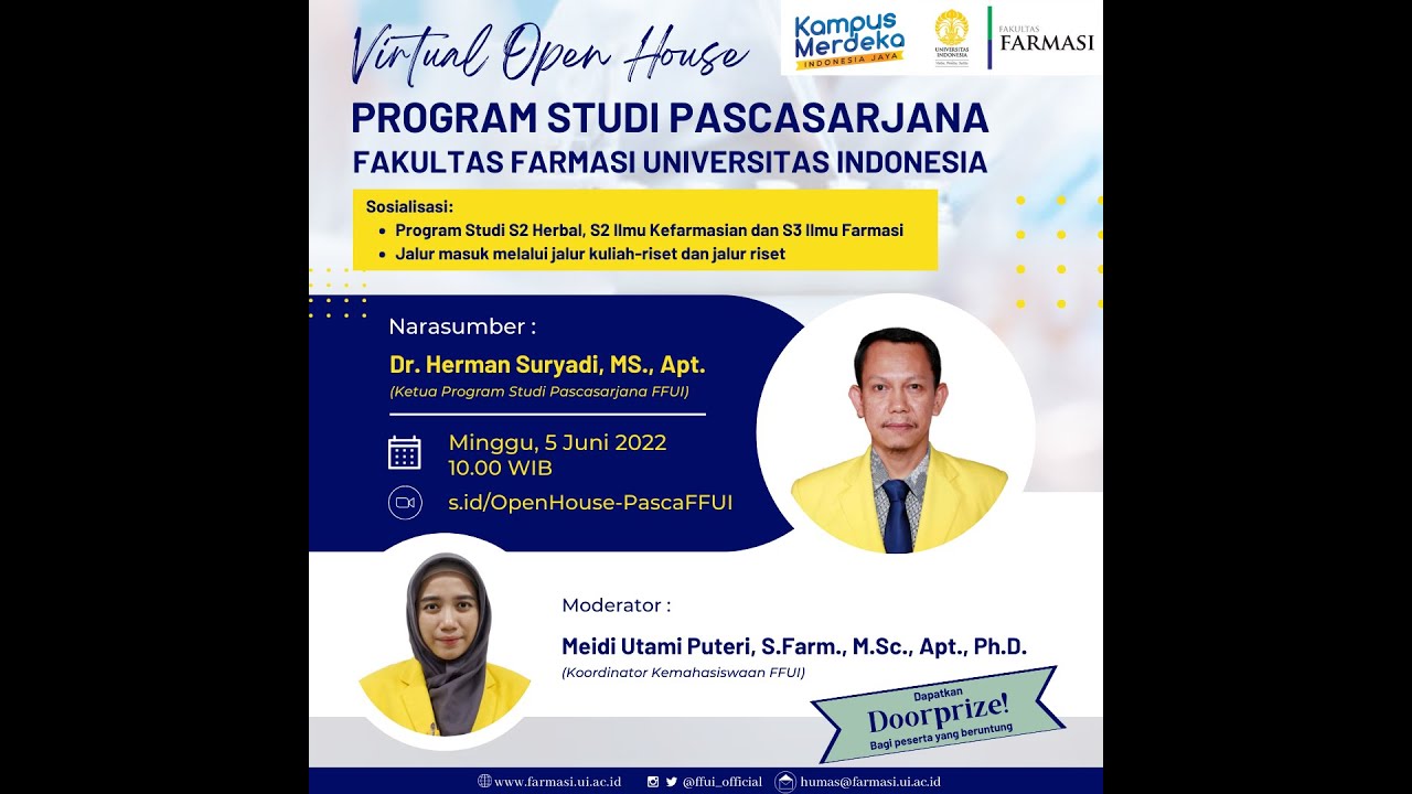 Virtual Open House Pascasarjana Fakultas Farmasi Universitas Indonesia (FFUI) 2022