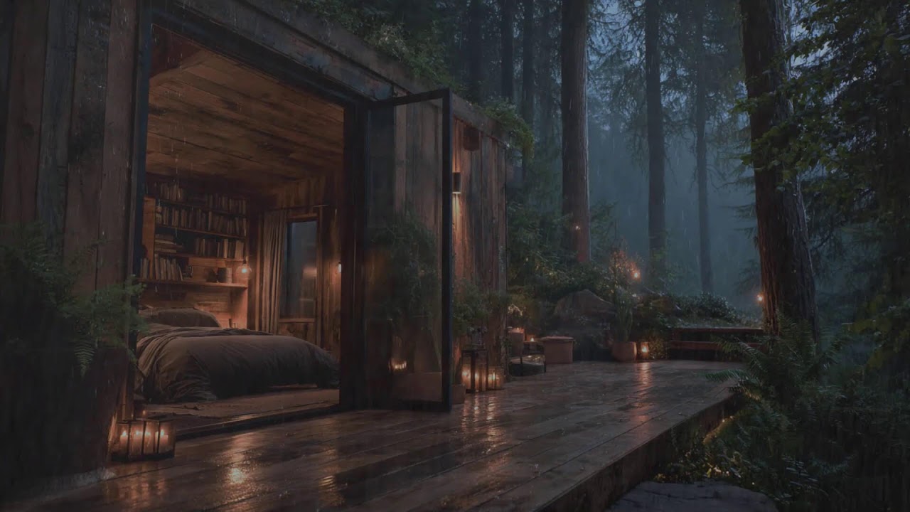 🌧️Rainy Night in a Forest Cabin Calming Rain Sounds for Deep Sleep & Relaxation