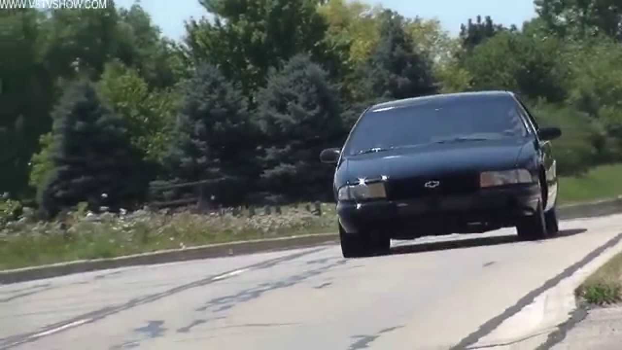 Видео о заезде на финишной прямой за рулём Impala SS 1996 года мощностью 1000 лошадиных сил. V8TV