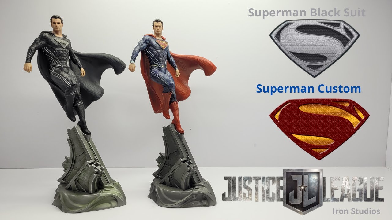Review Superman black suit e Superman black Suit Custom Iron Studios