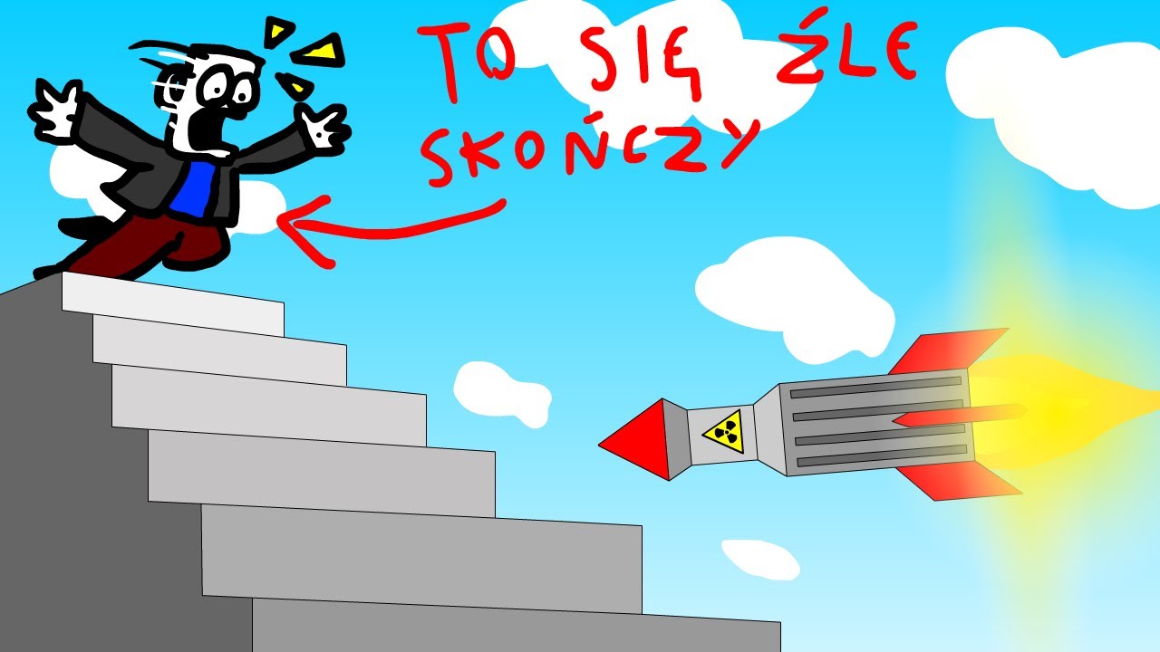 Kubek spada ze schod&oacute;w