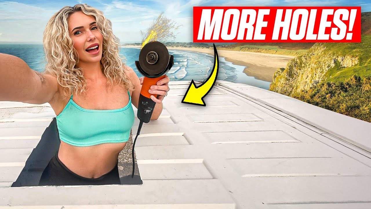 АВТОНОМНАЯ СТРОИТЕЛЬСТВО ФУРГОНА… Мы только что прорезали дыру в крыше 😱