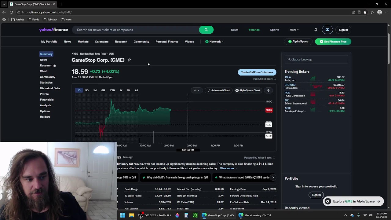 $GME GAMESTOP STOCK PRELIMINARY EARNINGS