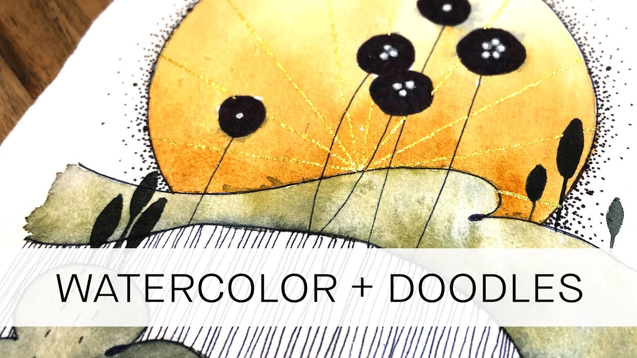 watercolor + doodles + sparkling gold : 