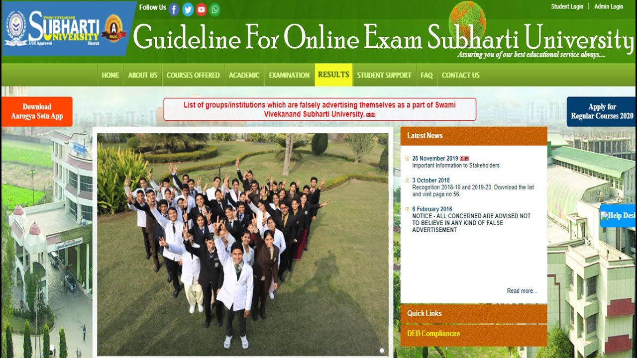 Shubharti University  Online Exam  URL