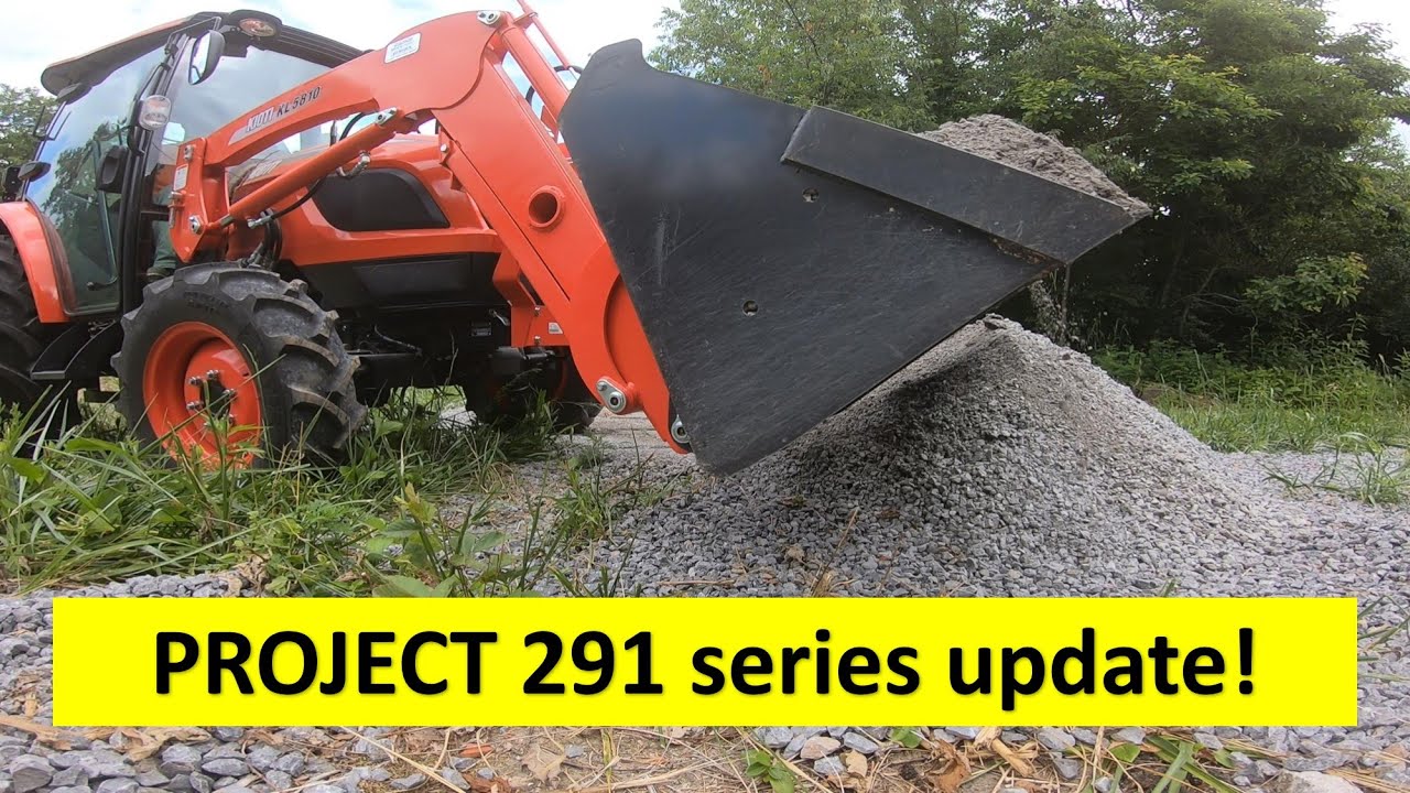 Project 291 Kioti NS6010 patching gravel driveway with CA6 driveway stone