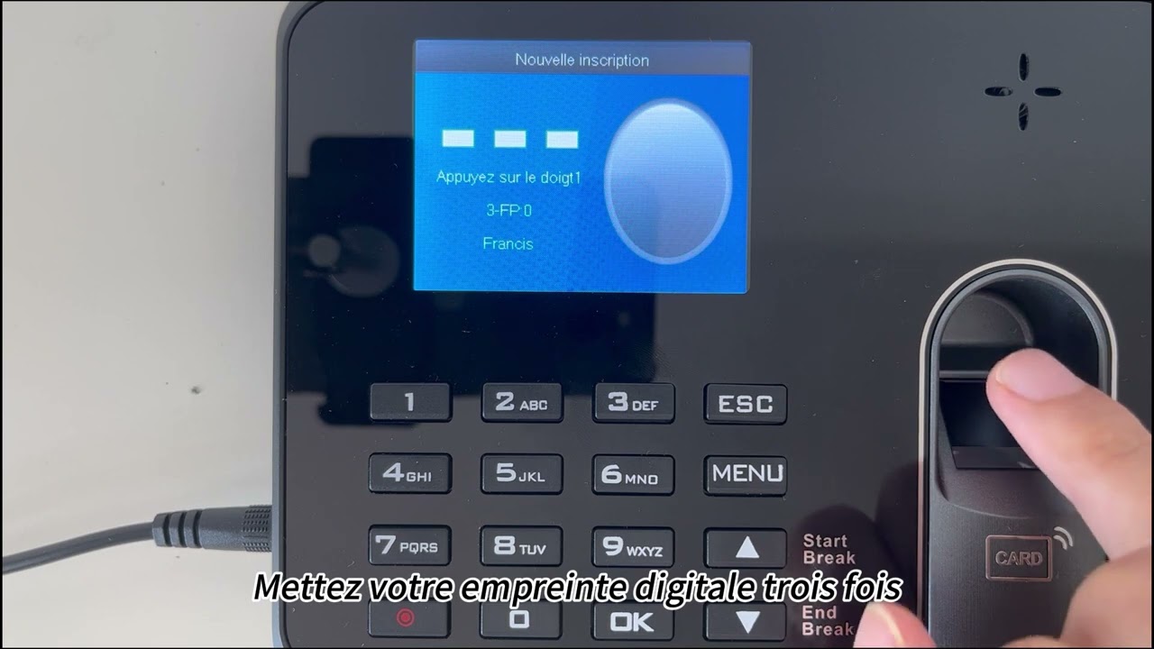 6.（Fran&ccedil;ais）KINGHOS KYS400D Enregistrer l'empreinte digitale ou la carte RFID pour l'employ&eacute;.