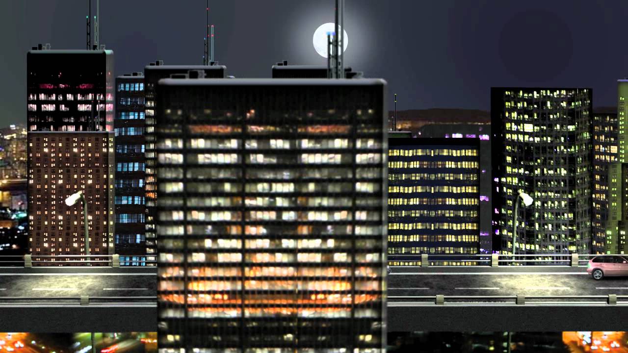 Nighttime Skyline Stock