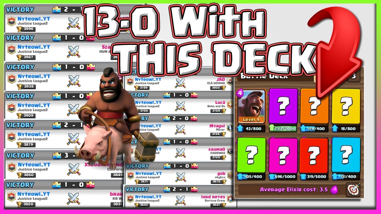 Biggest Winning Streak Ever!! Clash Royale - 13 WINS - Hog Rider Deck 100% wins