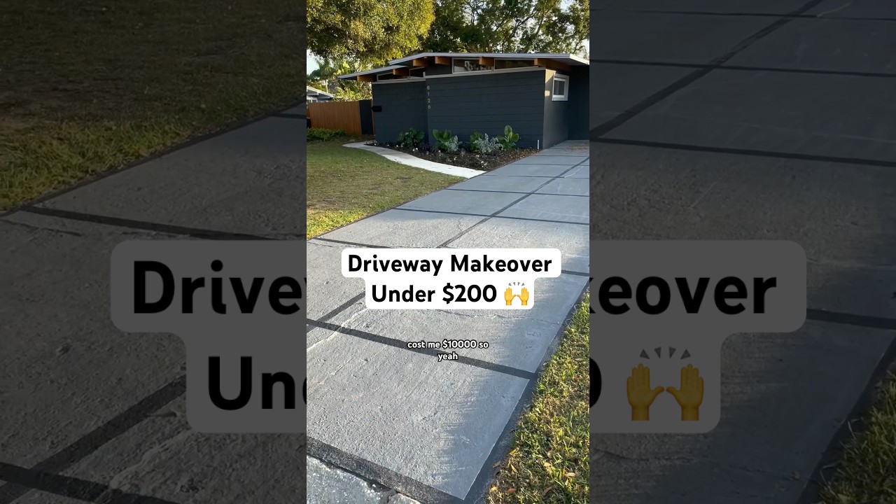 My driveway #makeover under $200! ✨ Best part of my exterior transformation 🙌 #diy #beforeandafter
