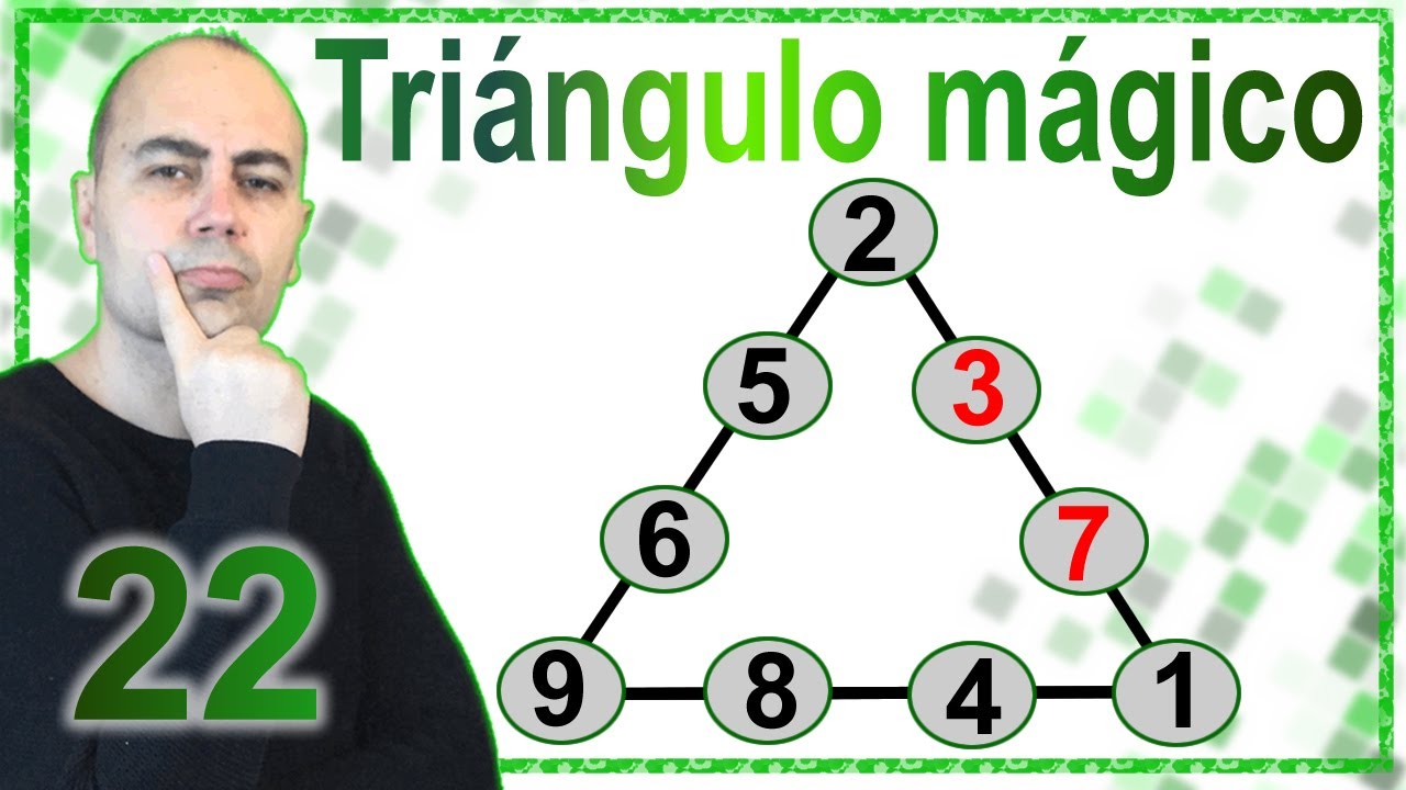 TRIÁNGULO MÁGICO Matemático ✨ Del 1 al 9 con Suma 22