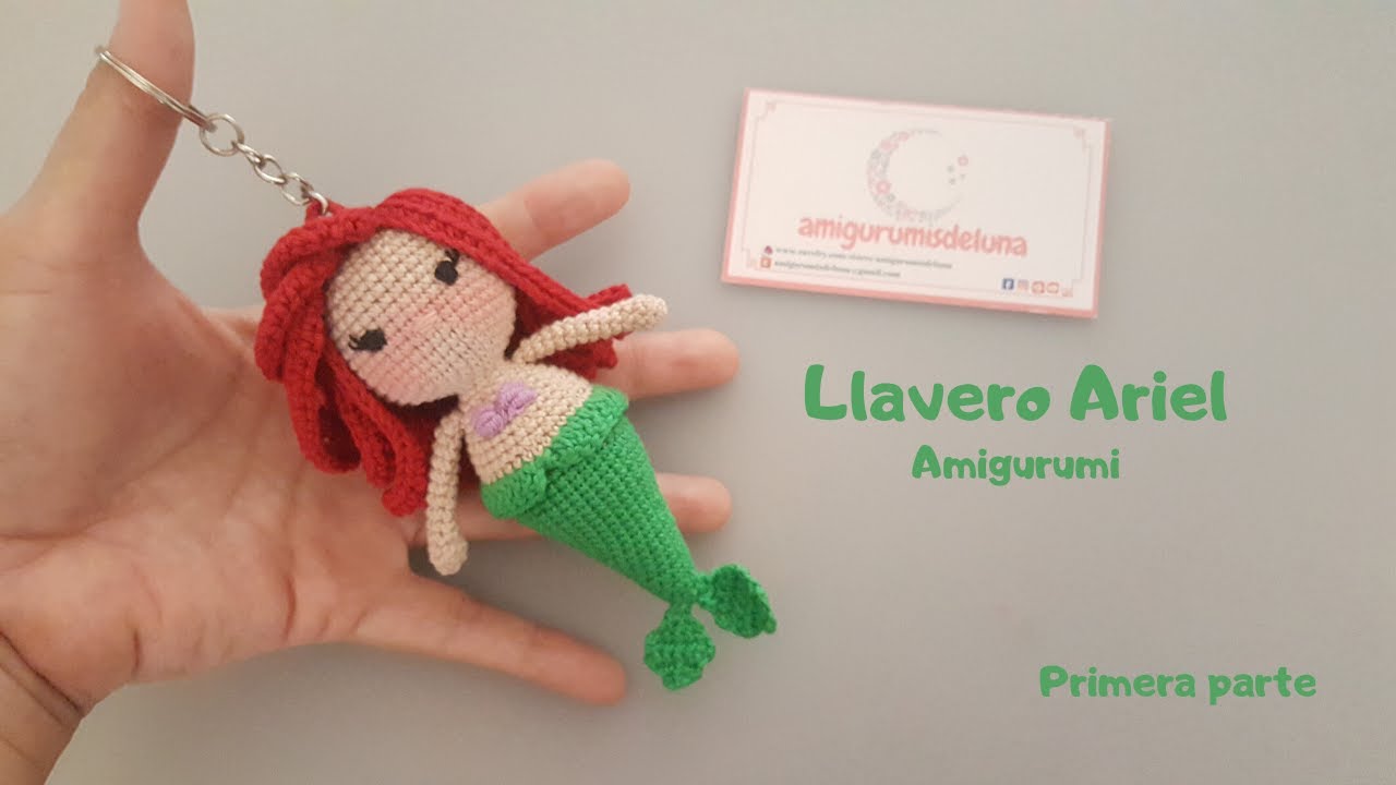 Como tejer un LLAVERO ARIEL LA SIRENITA AMIGURUMI a CROCHET paso a paso (Parte 1)(English subtitles)