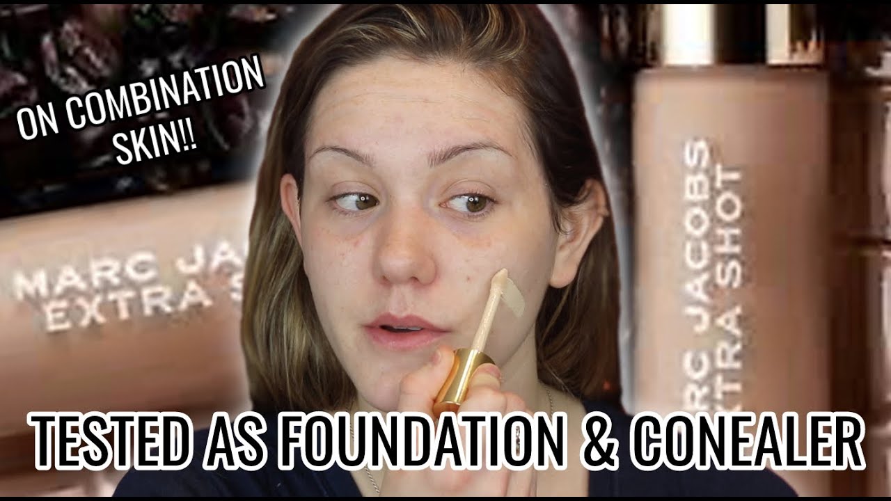 *NEW* Marc Jacobs EXTRA SHOT CAFFEINE Concealer & Foundation Tested on Combo Skin
