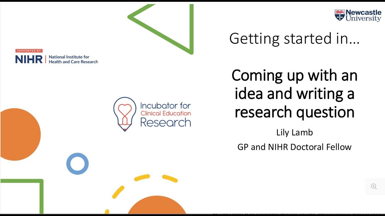 Getting Started In    Coming up with an idea and writing a research question 20251015 124330UTC Meet